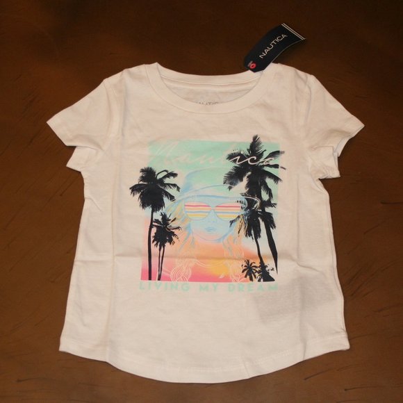 NAUTICA Island Living My Dreams 3T White Girls T-Shirt Tee Sunglasses NEW - Picture 1 of 6